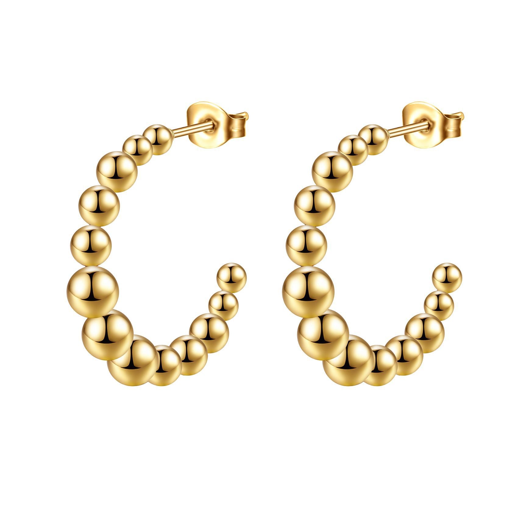 Golden Steel Ball C Shape Earring