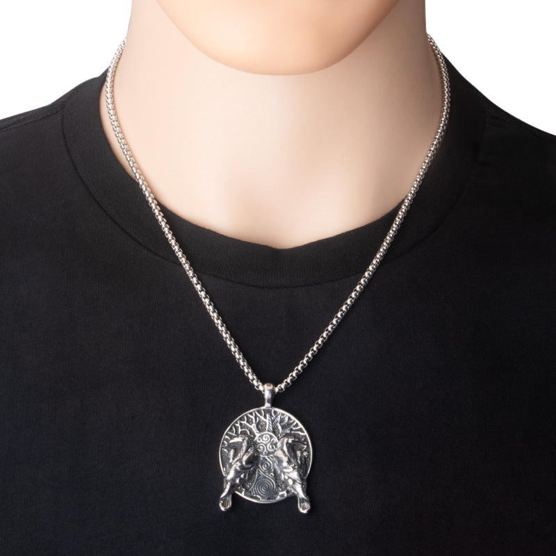 Odin double crow necklace