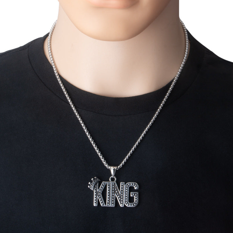 Letter KING Crown Necklace