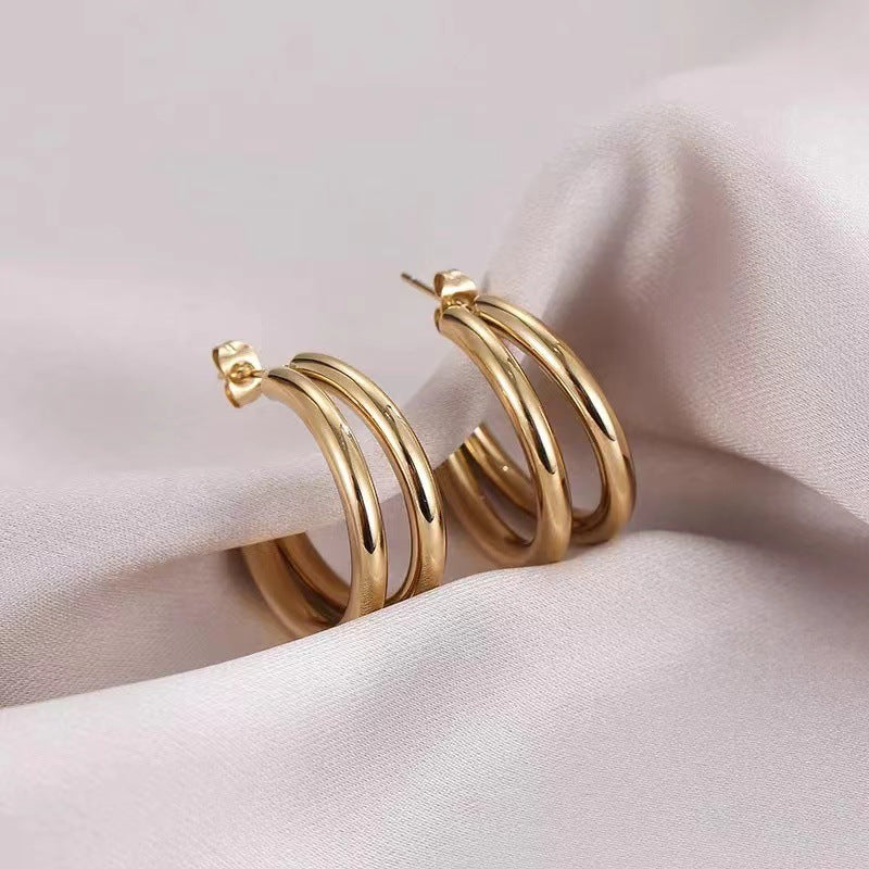 2-layer geometric fashion earring