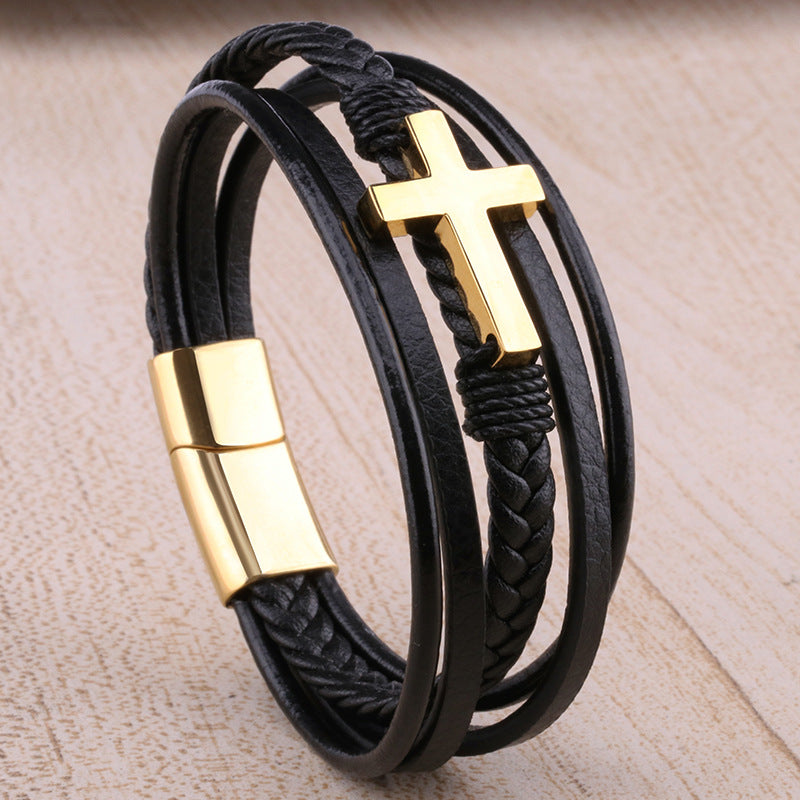 Cross Leather Bracelet