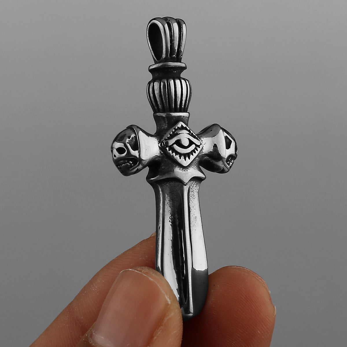 Double Skull Cross Single Eye Necklace