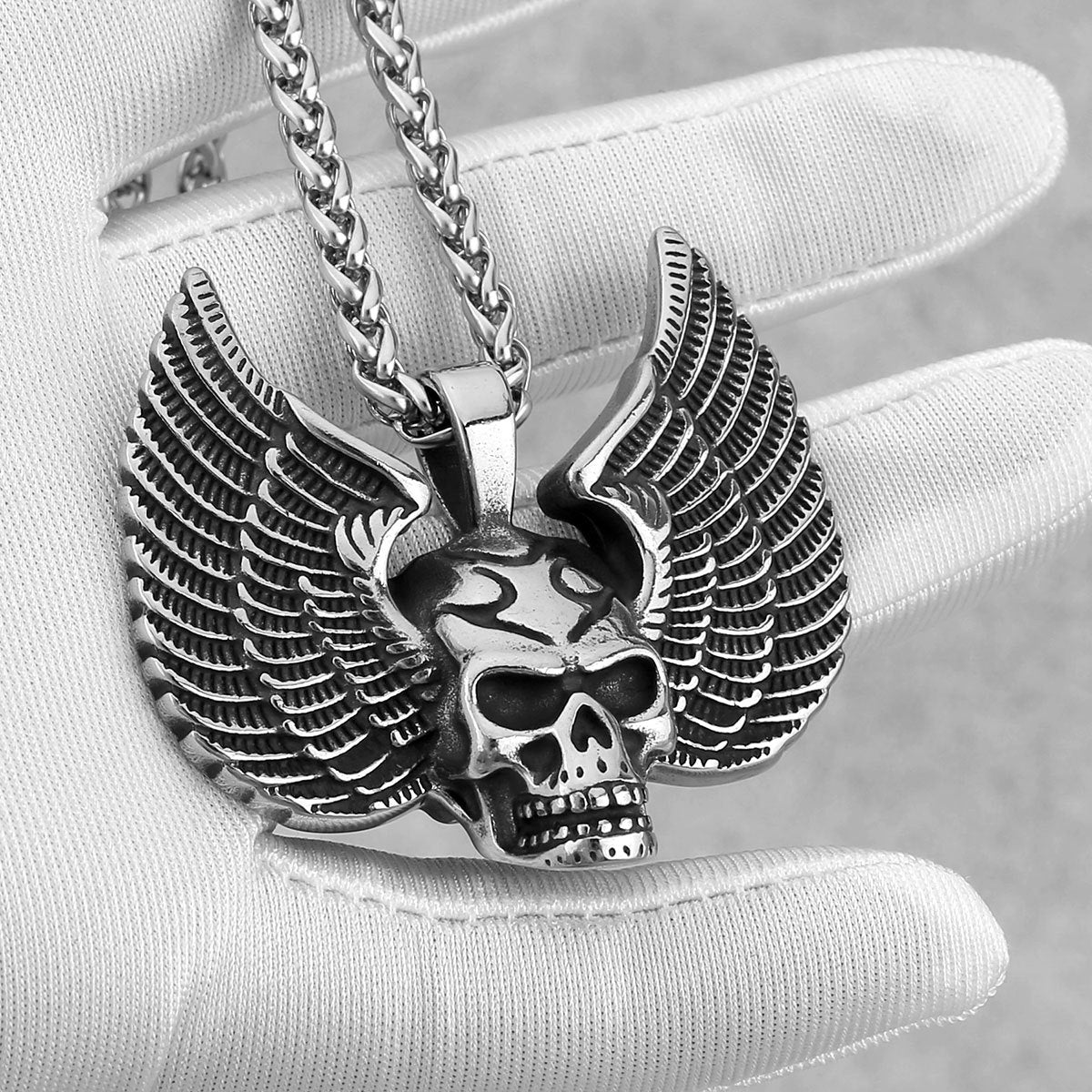 Twin Winged Skeleton Necklace