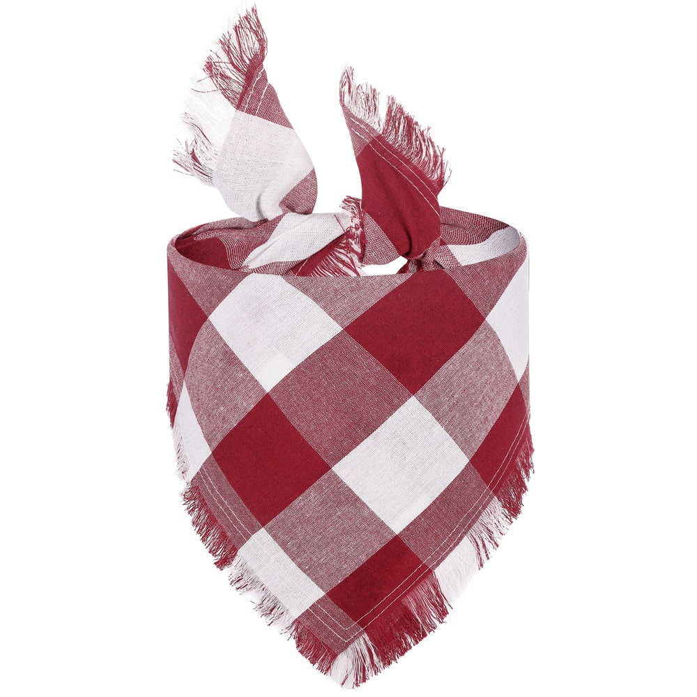 Plaid tassel Pet Bandanas