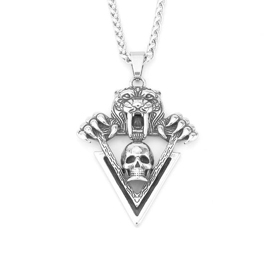Tiger head skull necklace