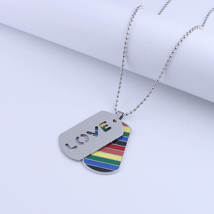 LGBP Rainbow military brand double necklace