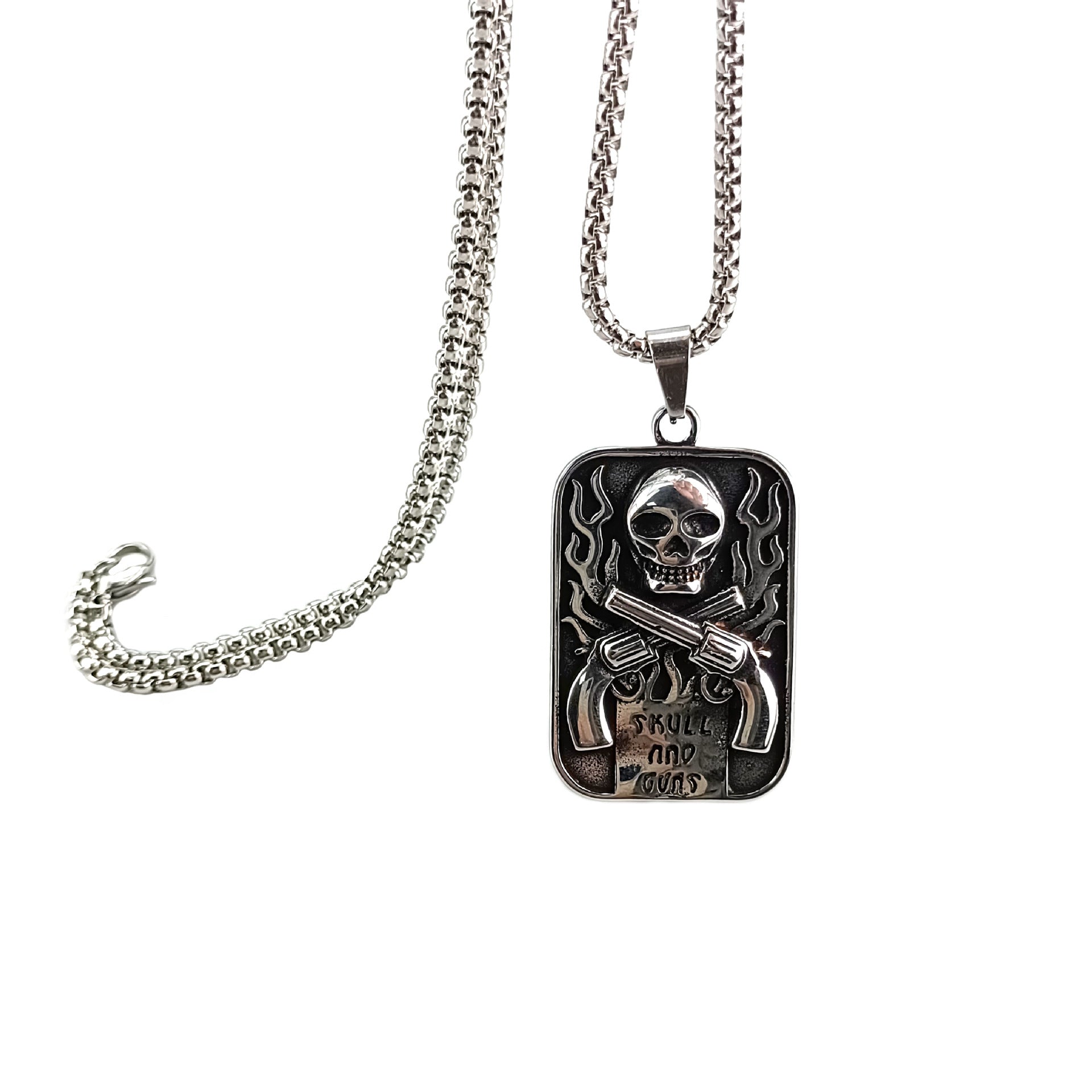 Skull military card necklace