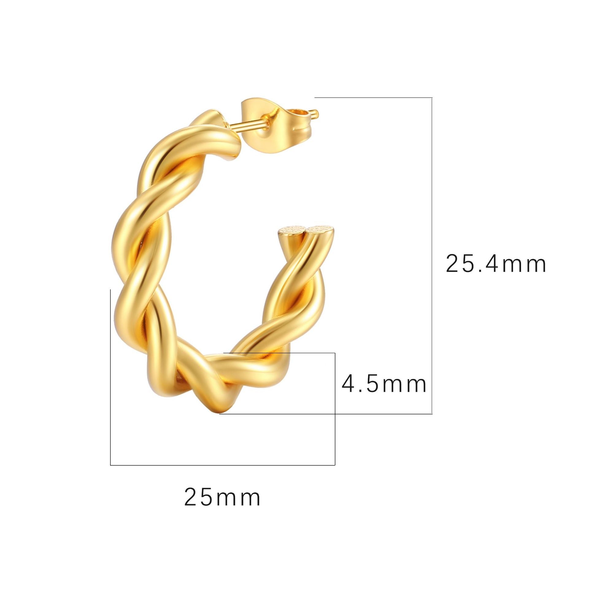 Twist Golden C -shaped Earring