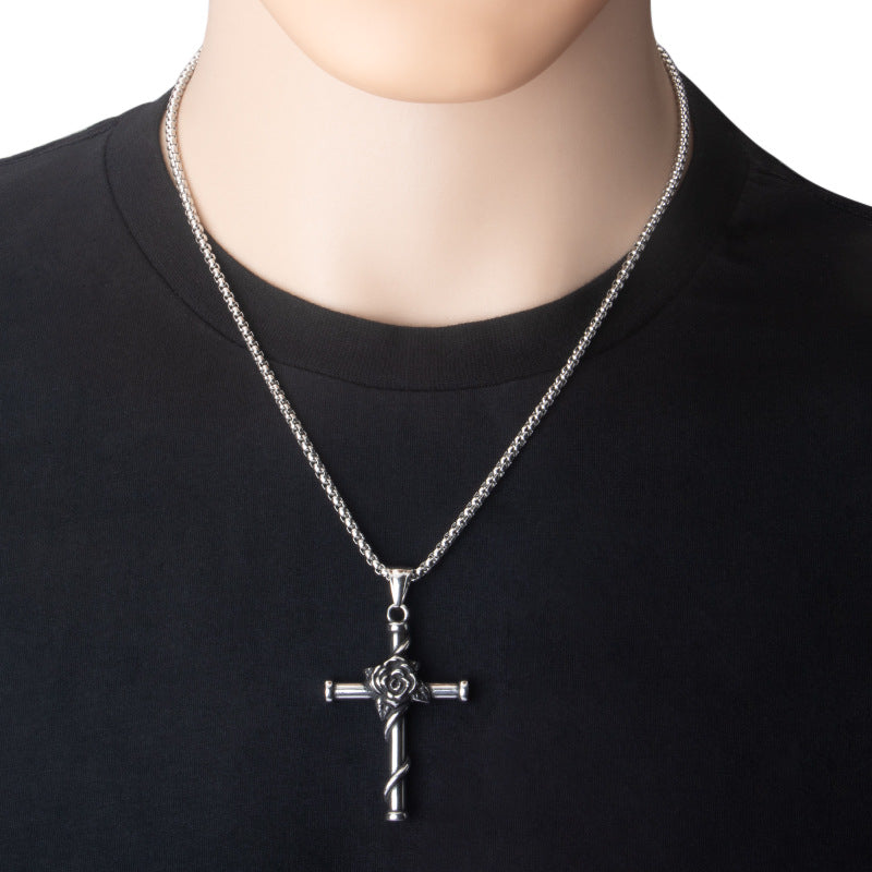 Rose Cross Necklace