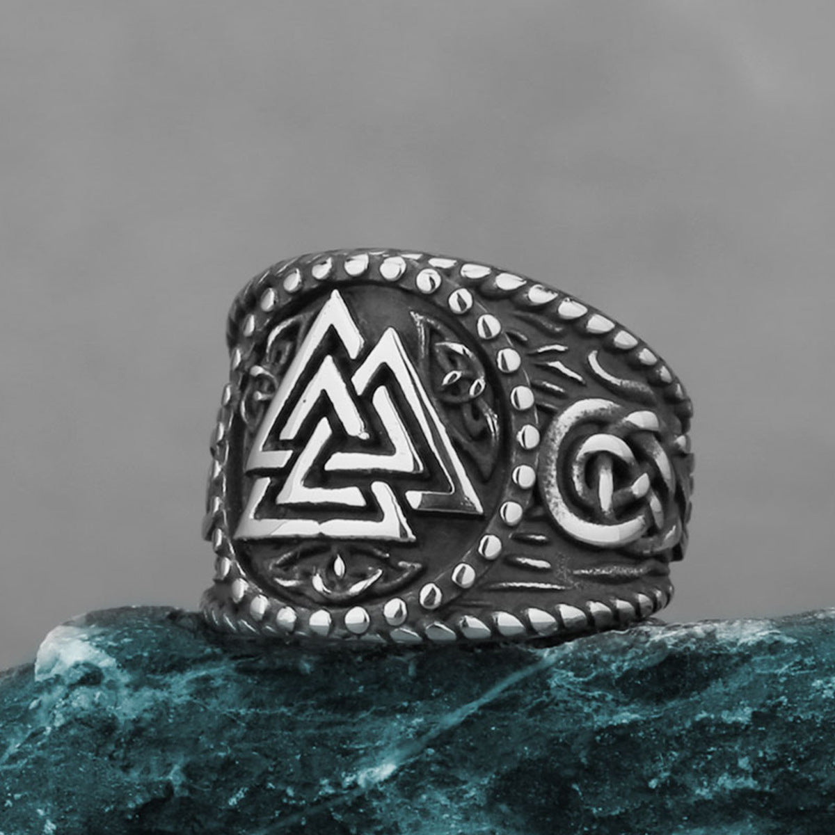 Triangular rune titanium steel ring