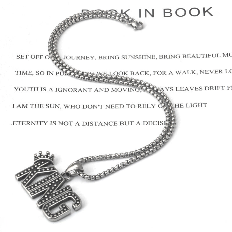 Letter KING Crown Necklace