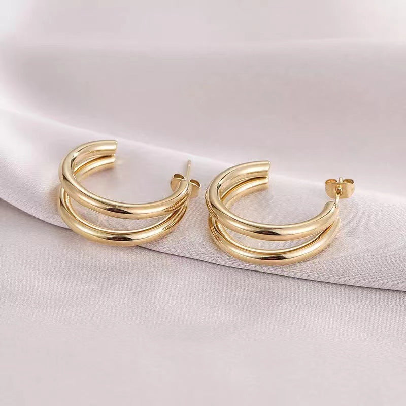 2-layer geometric fashion earring