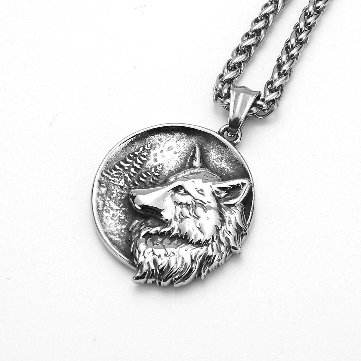 Double Sided Wolf Head Necklace