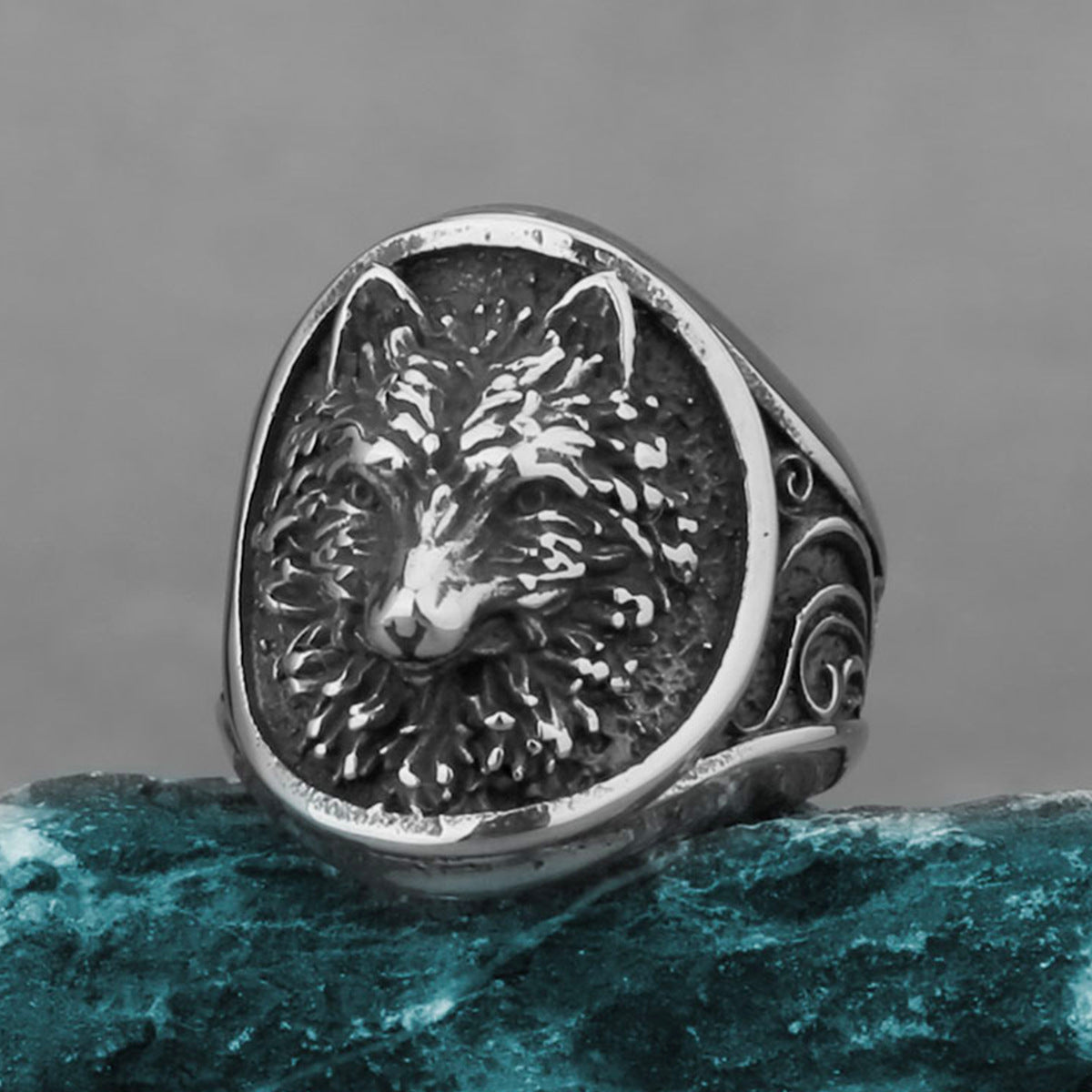 Viking Wolf Fox Animal Titanium Steel Ring