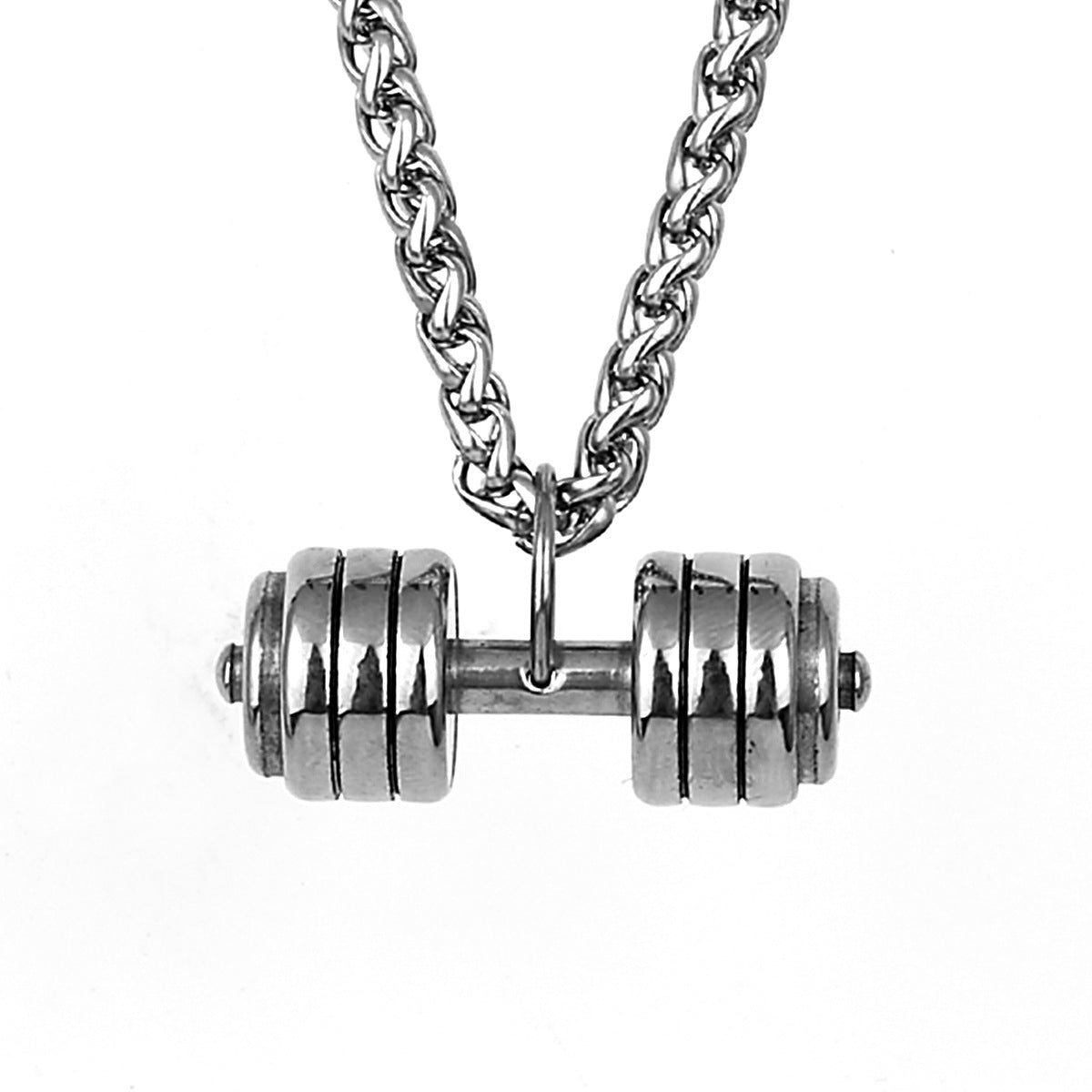 Street dumbbell titanium steel necklace