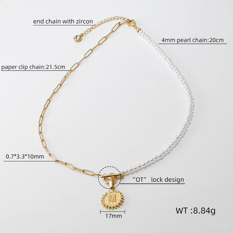 Pearl English alphabet necklace