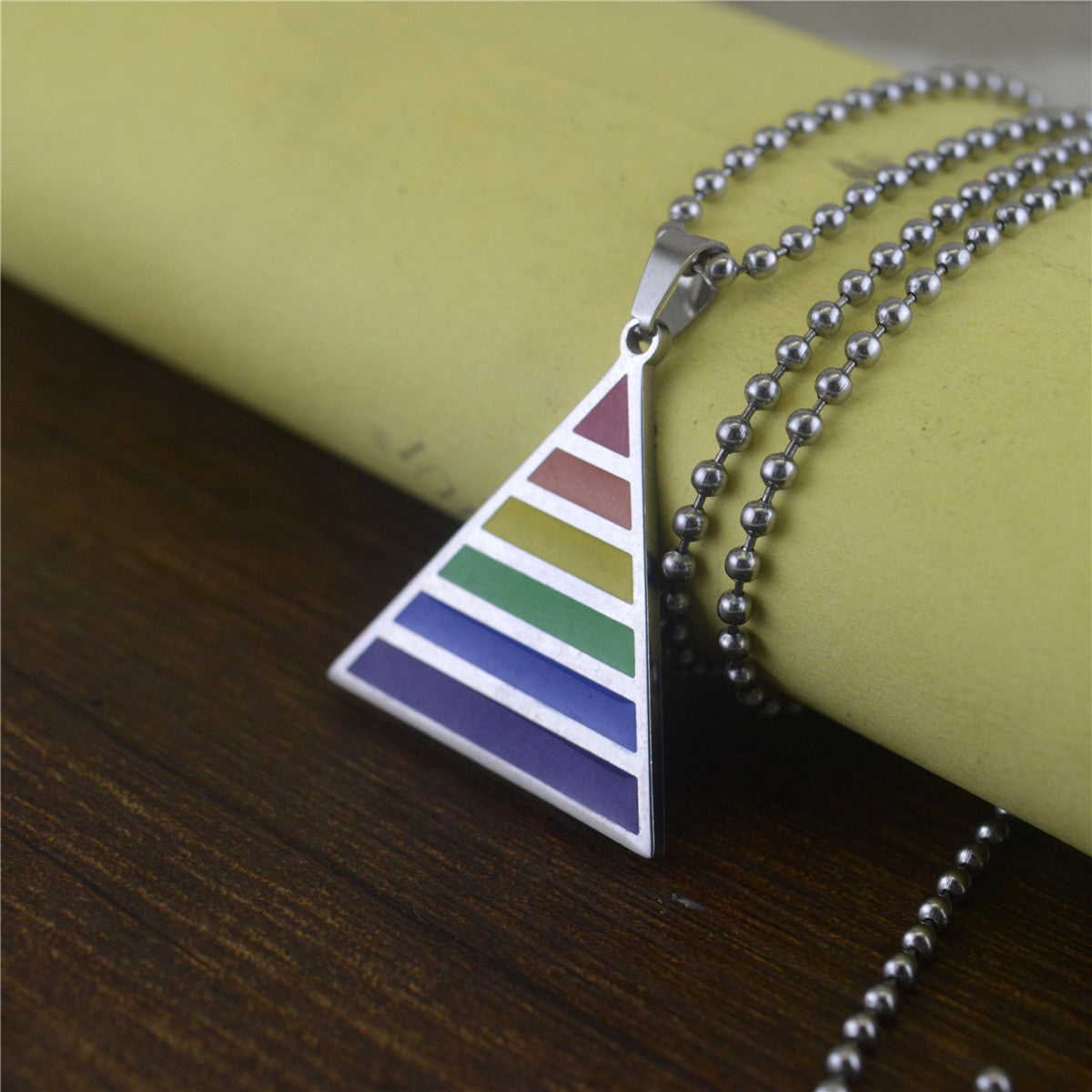 LGBP Titanium Steel Triangle Rainbow Necklace