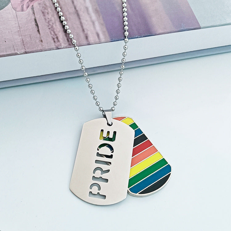 LGBP Rainbow military brand double necklace