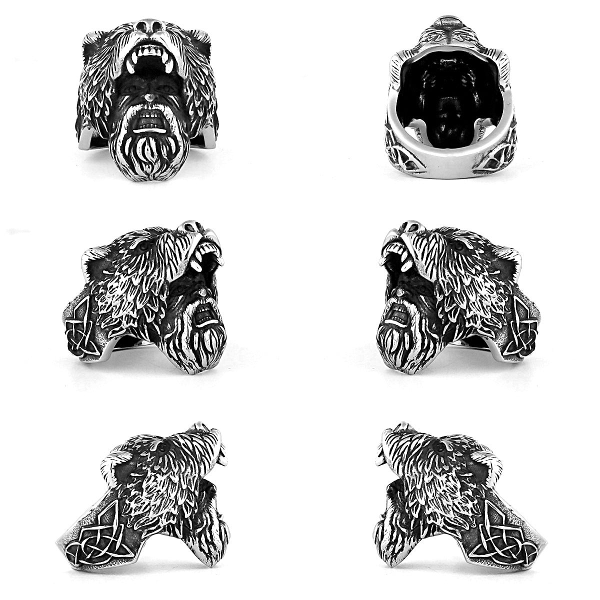 Goth Bear Head Ring