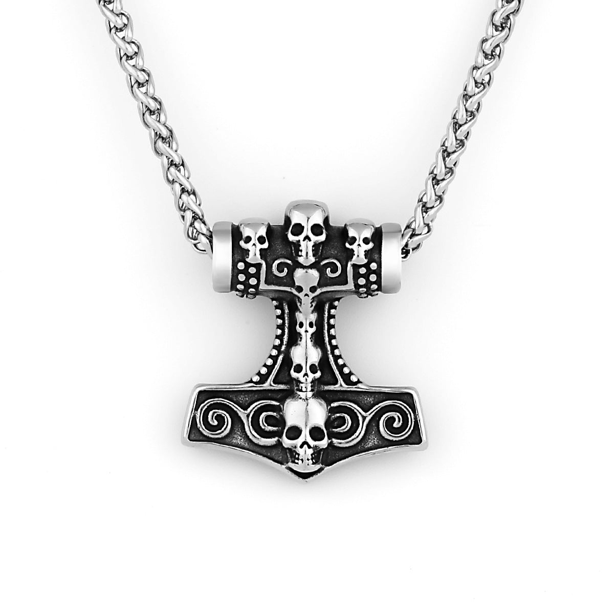 Vintage Skull Head Hammer Necklace