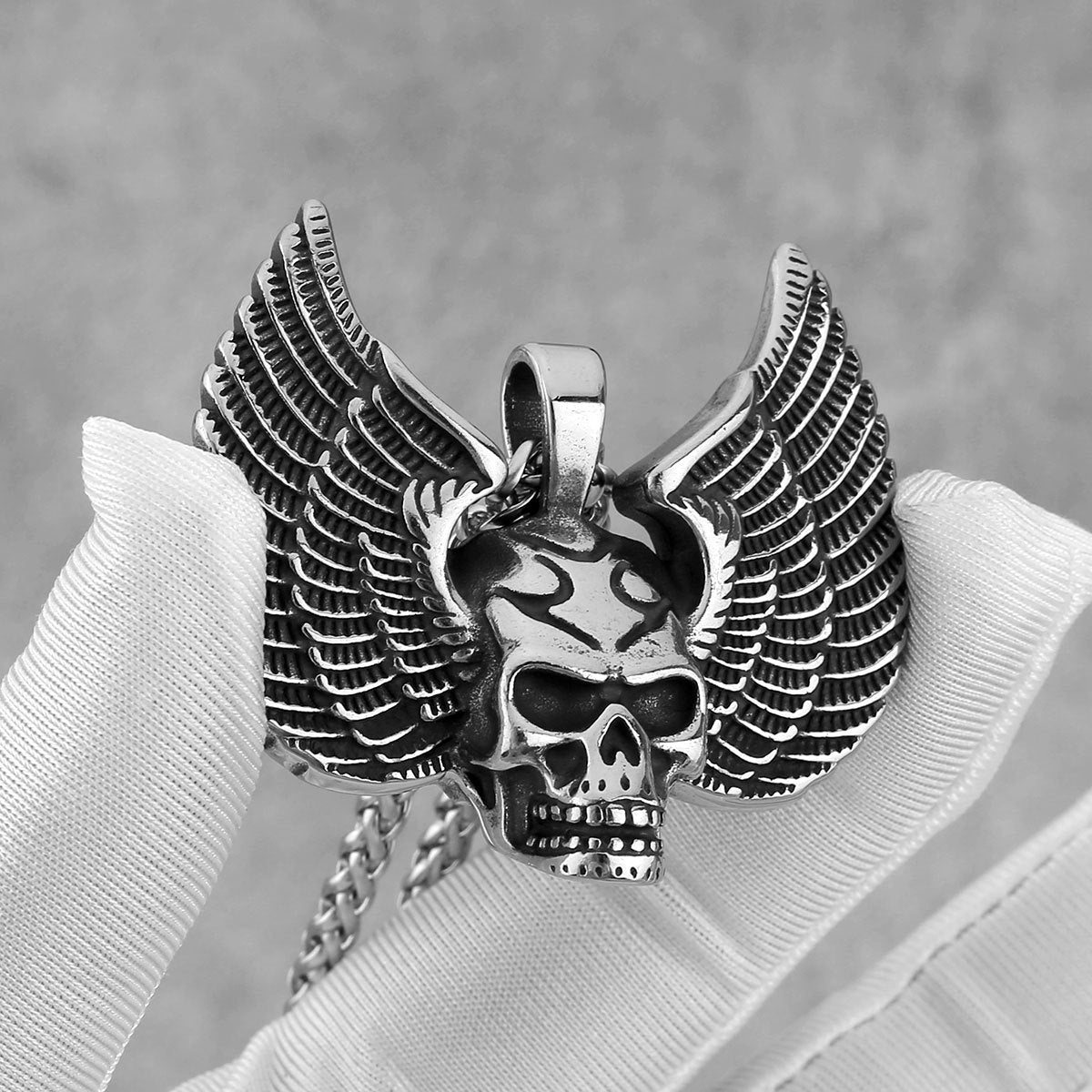 Twin Winged Skeleton Necklace