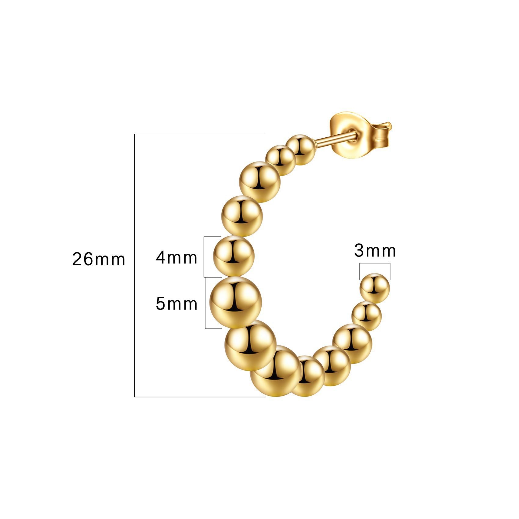 Golden Steel Ball C Shape Earring