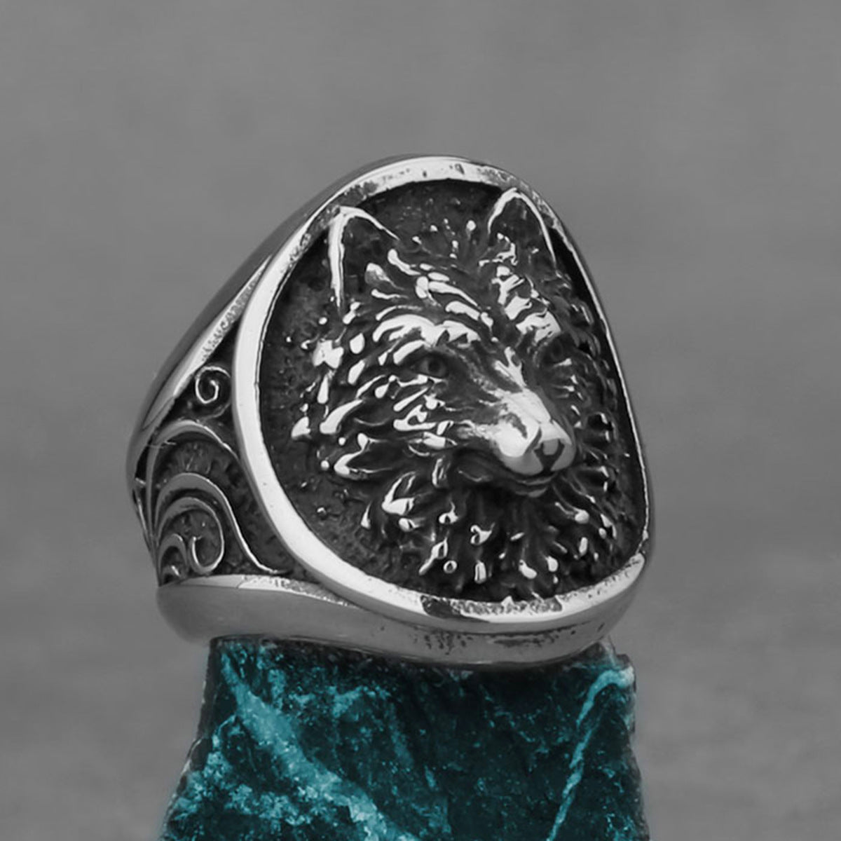 Viking Wolf Fox Animal Titanium Steel Ring