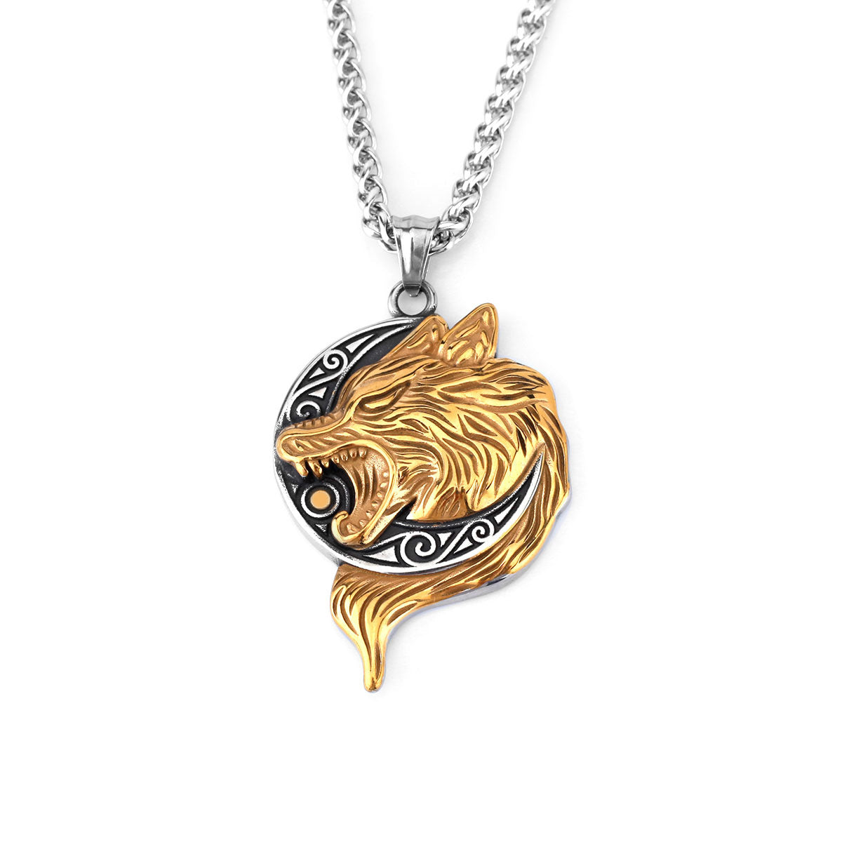 Fashion Viking wolf head Necklace