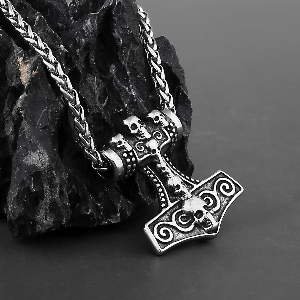 Vintage Skull Head Hammer Necklace