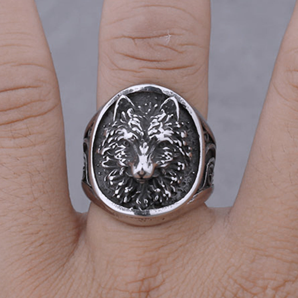 Viking Wolf Fox Animal Titanium Steel Ring