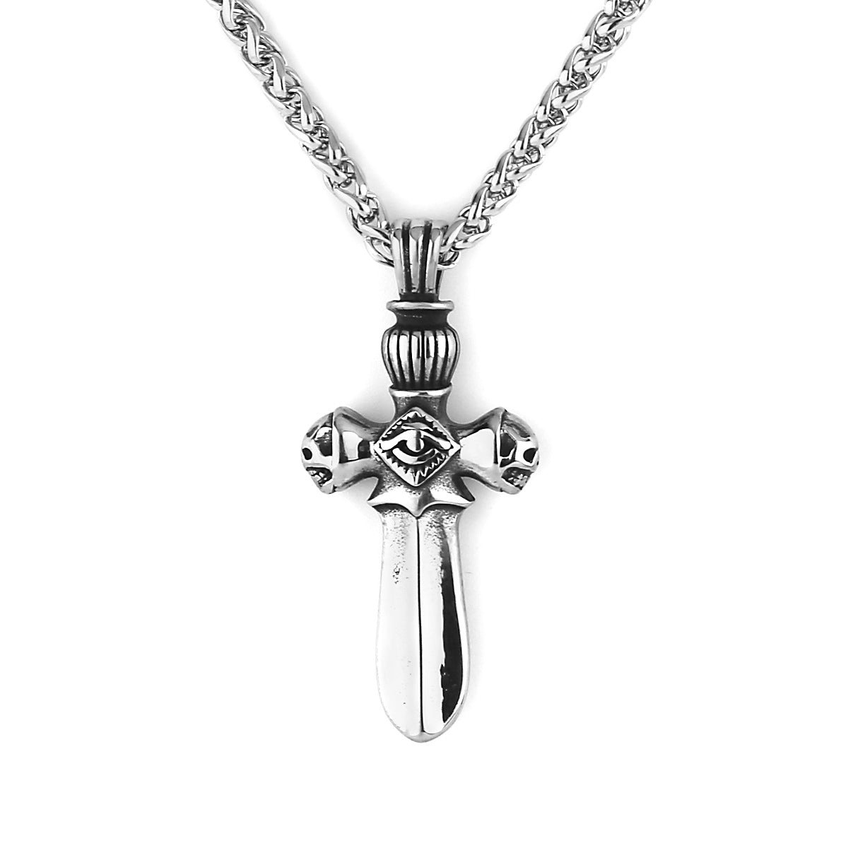 Double Skull Cross Single Eye Necklace