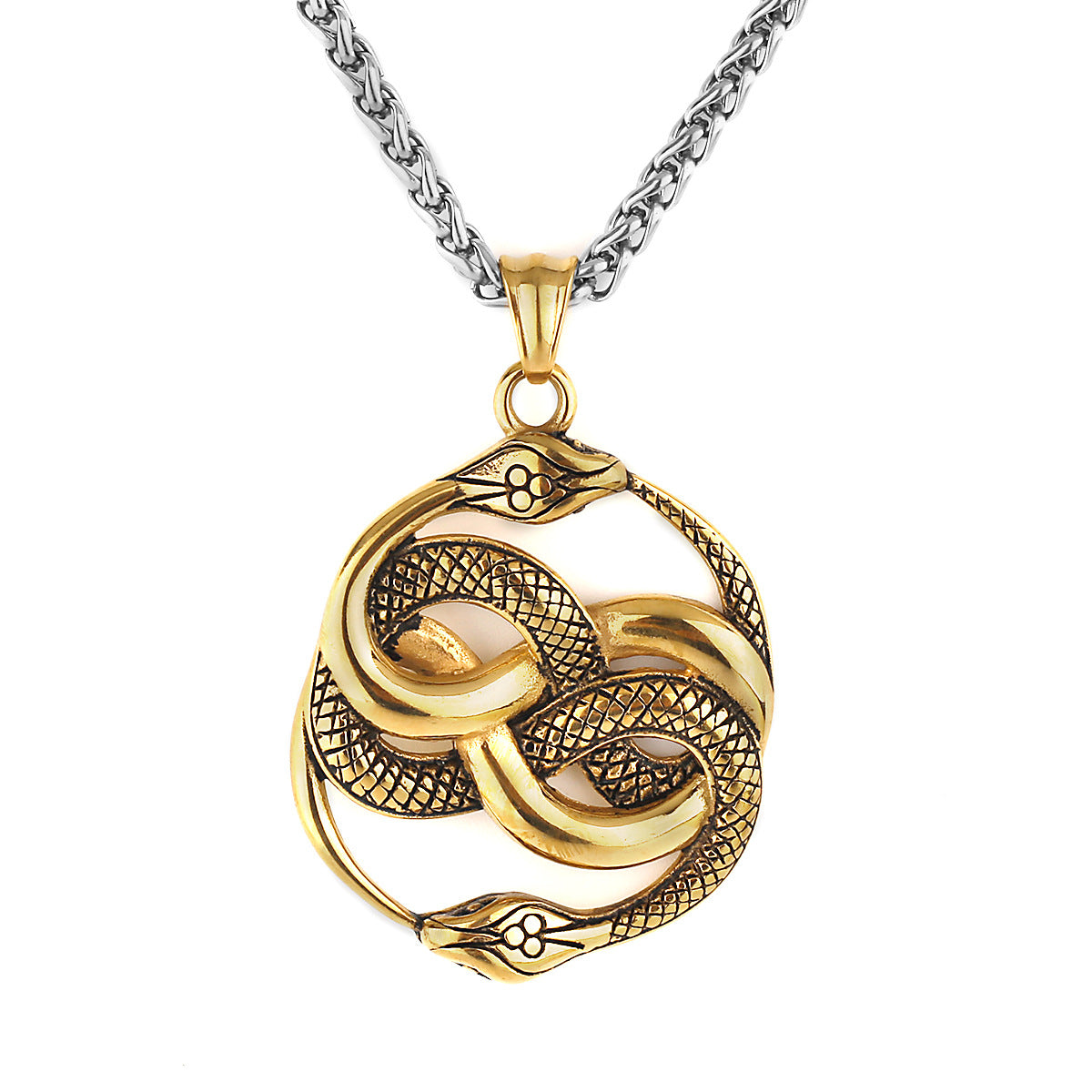 Double Snake Stick Hard Gold Necklace