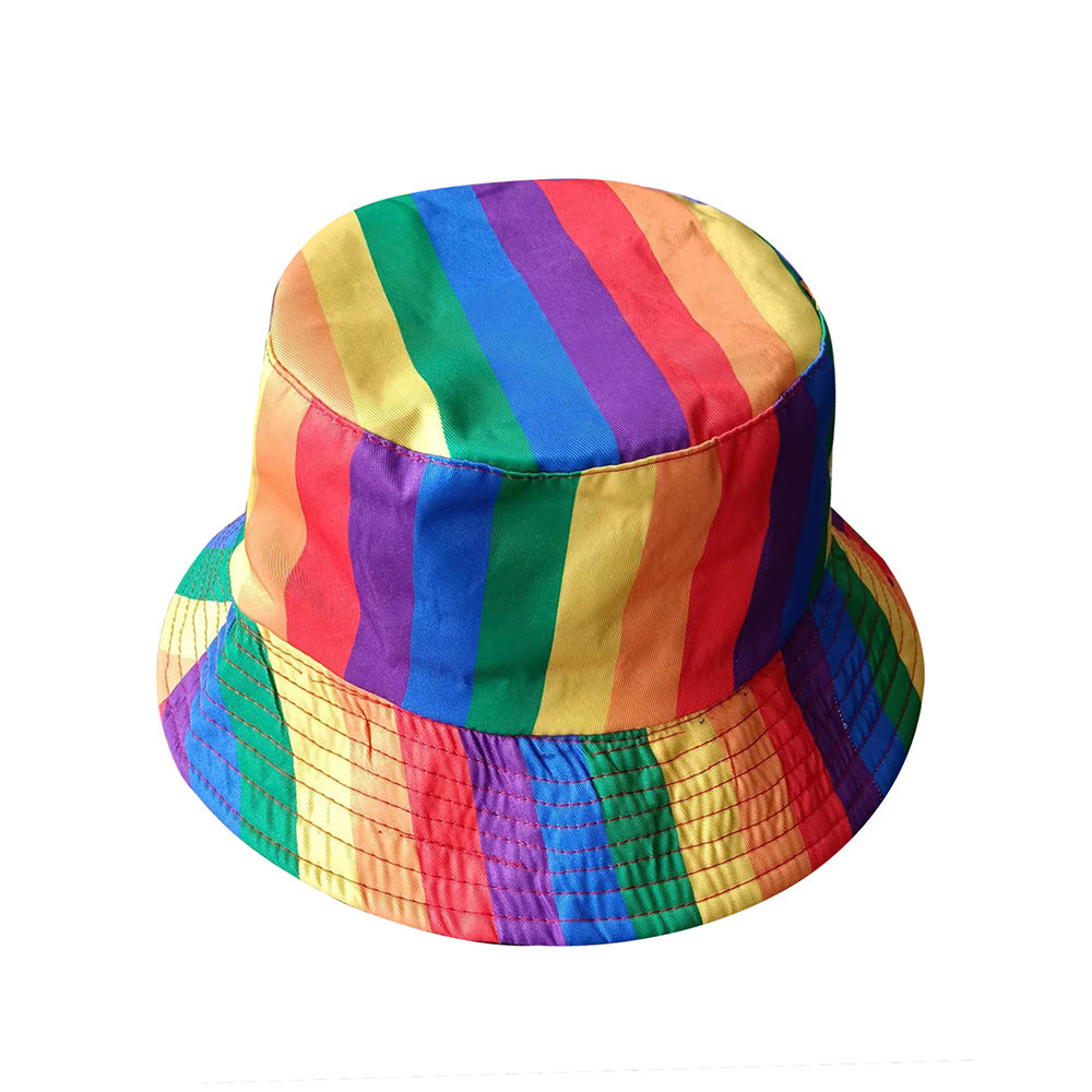 LGBP Spliced flat top rainbow hat