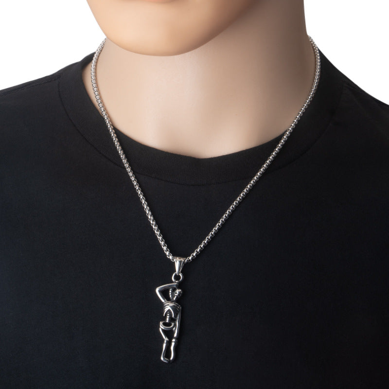 Dark retro hanged skeleton Necklace