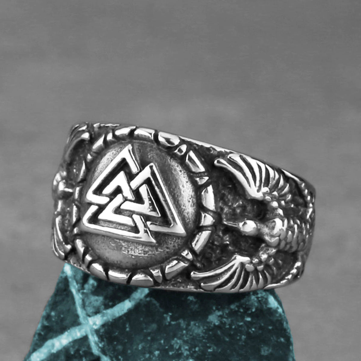 Triangle Rune Crow Ring