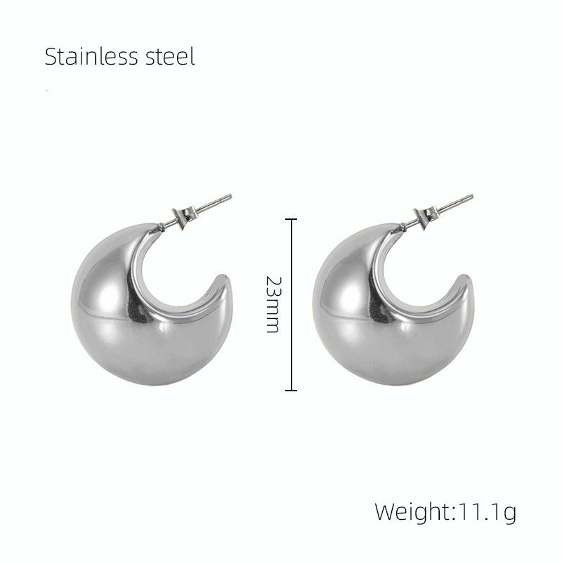 Hollow c-shaped earring