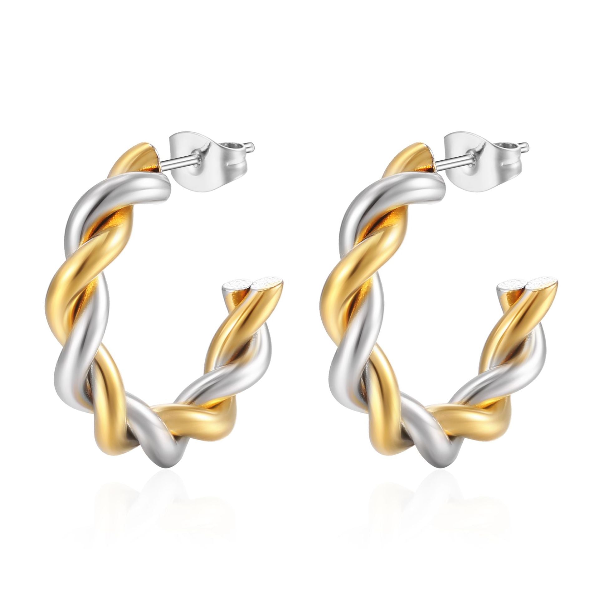 Twist Golden C -shaped Earring