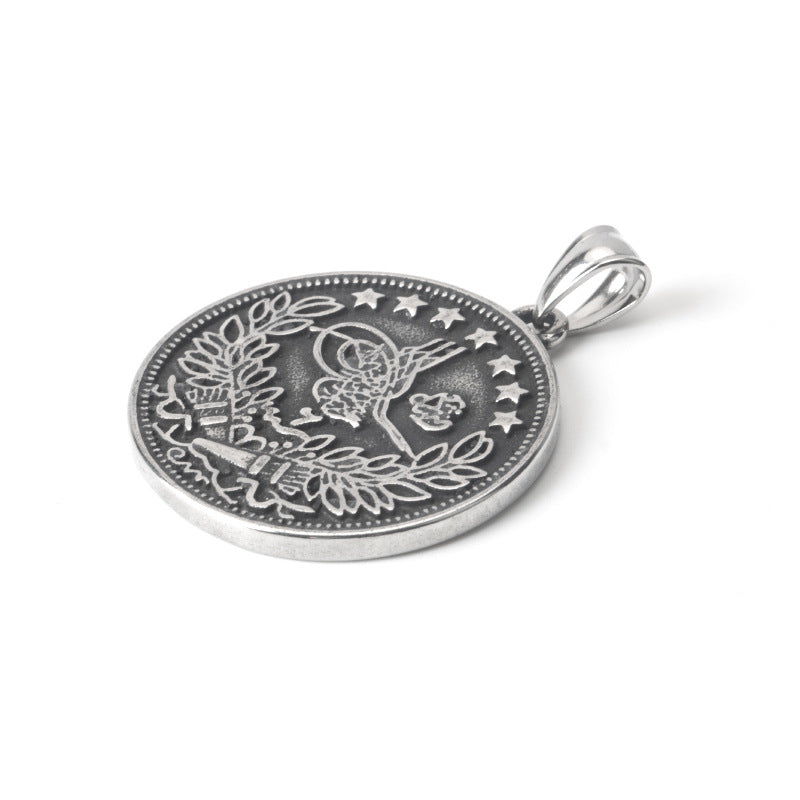 Printed coin round card Necklace