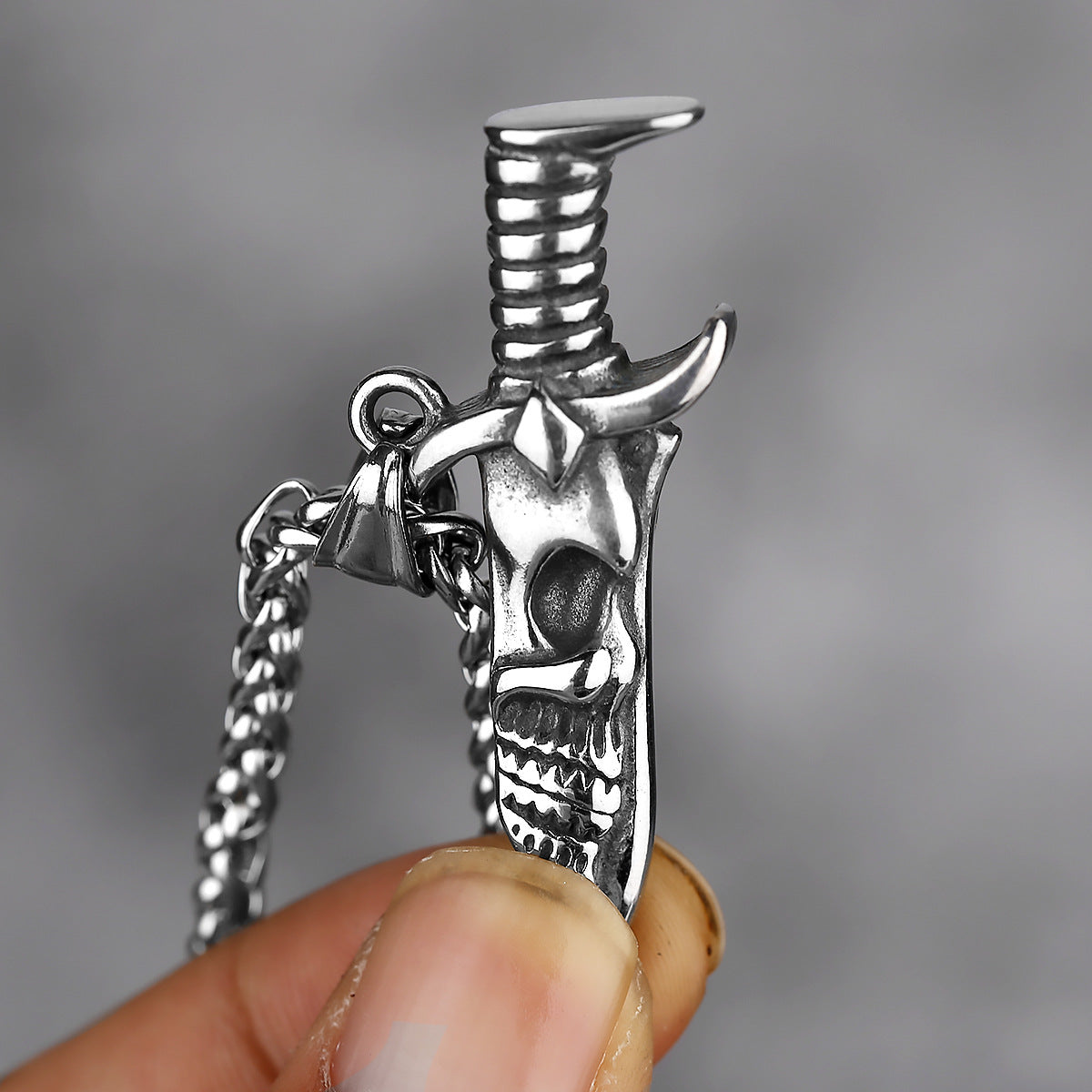 Goth Dagger Skull Necklace