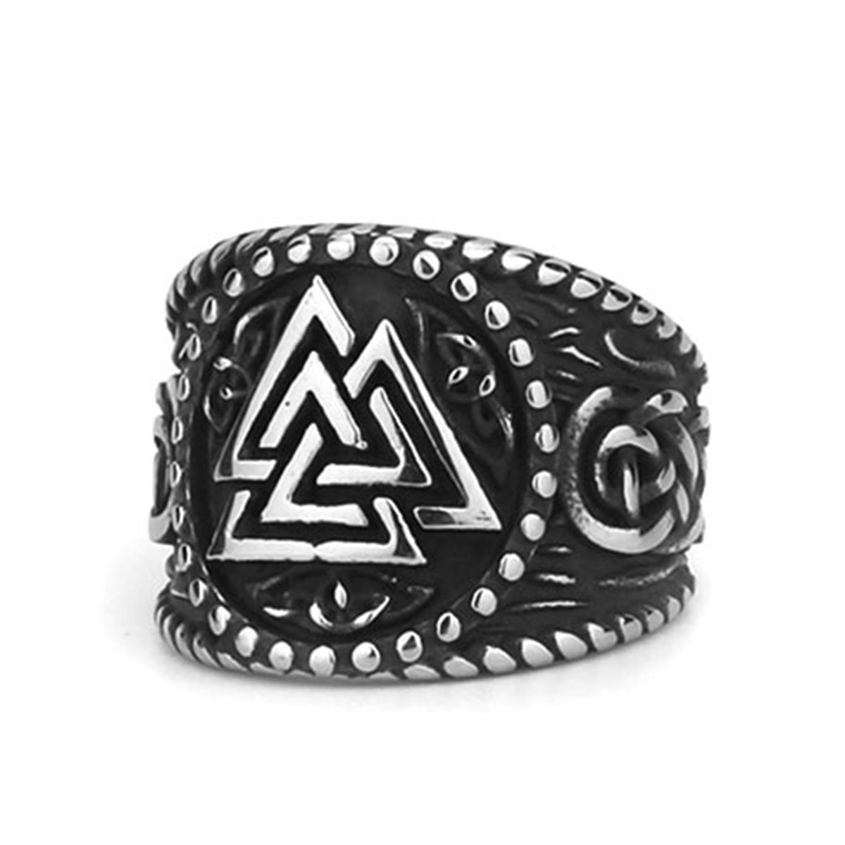 Triangular rune titanium steel ring