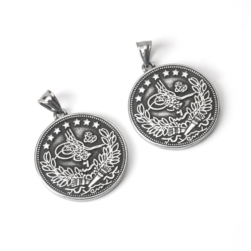 Printed coin round card Necklace