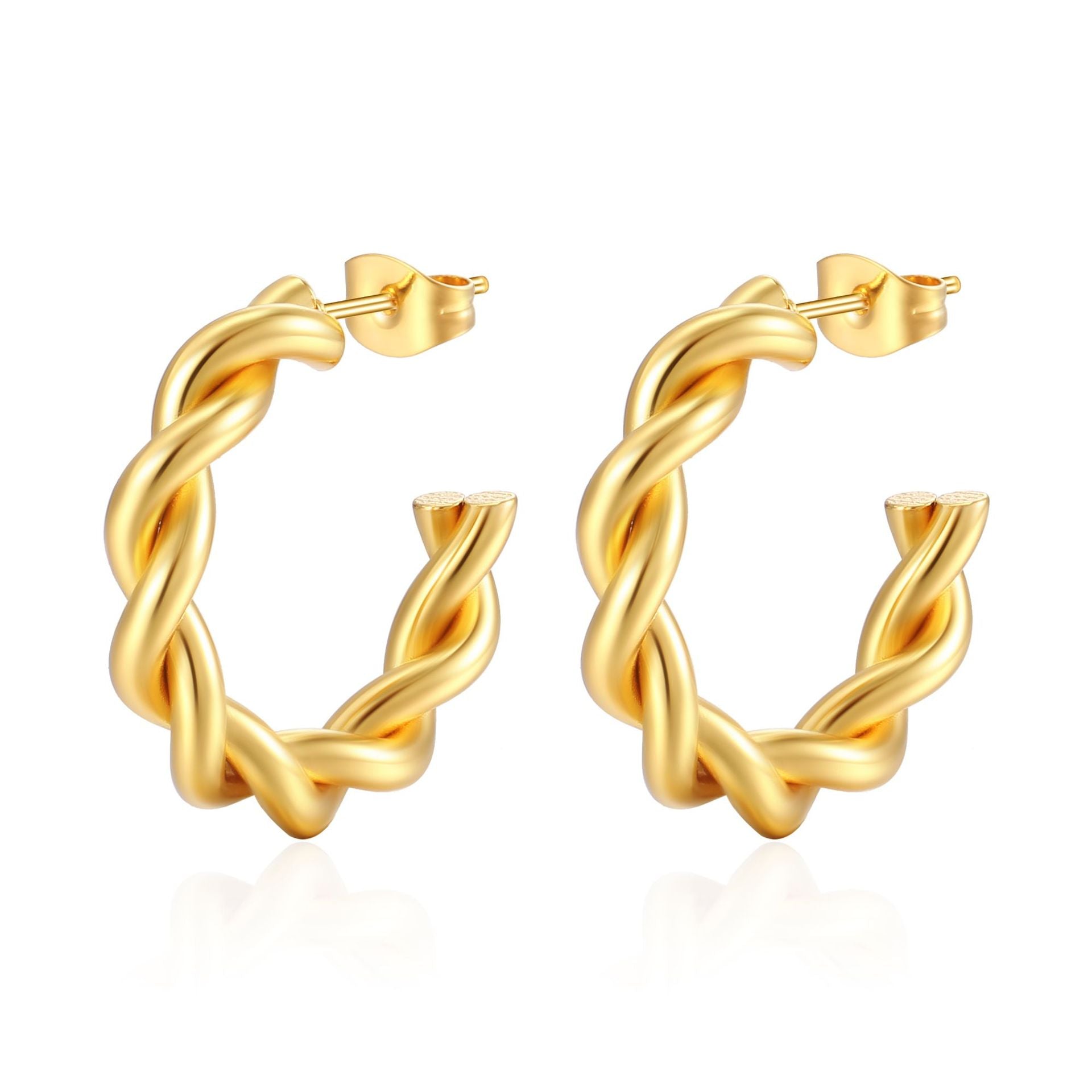 Twist Golden C -shaped Earring