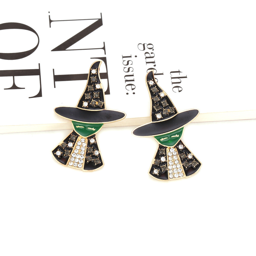 Halloween Witch Diamond Earrings