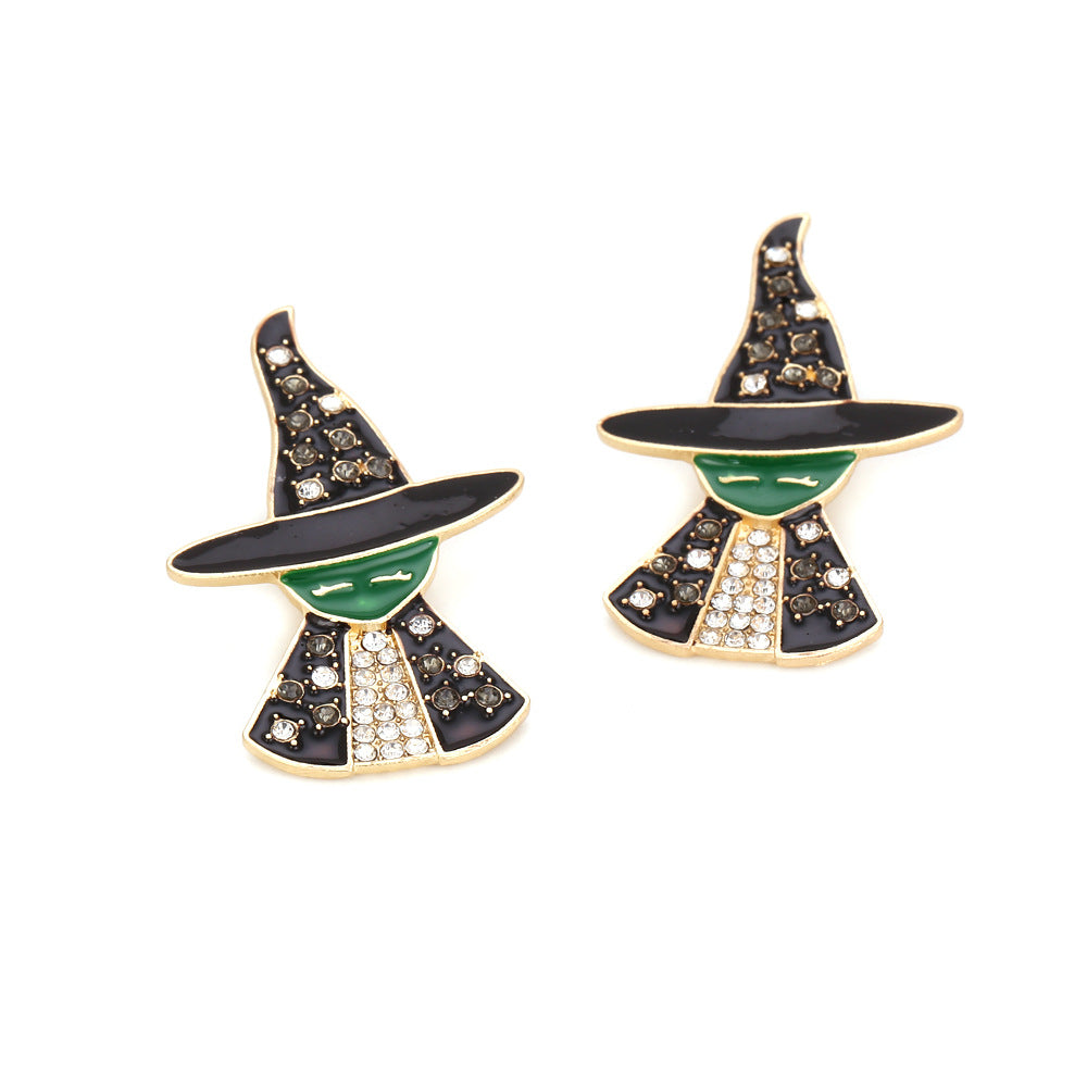 Halloween Witch Diamond Earrings