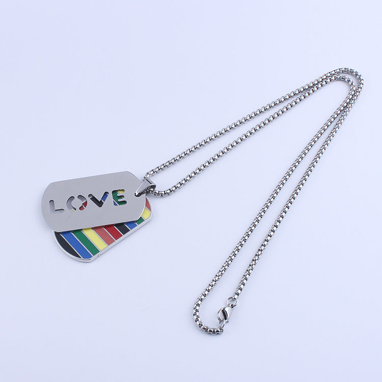 LGBP Rainbow military brand double necklace