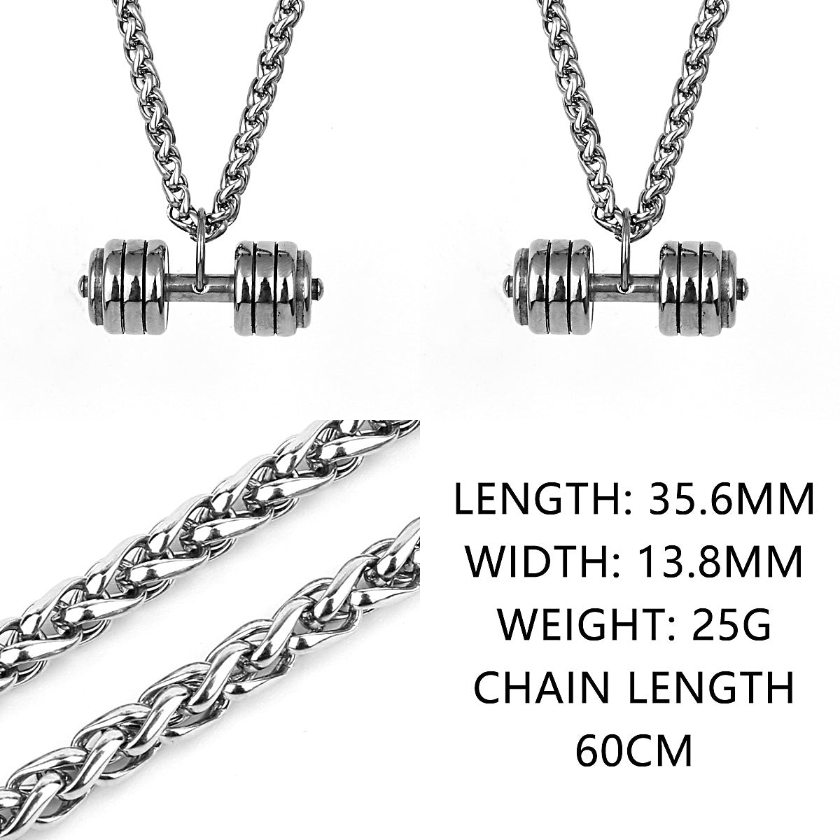 Street dumbbell titanium steel necklace