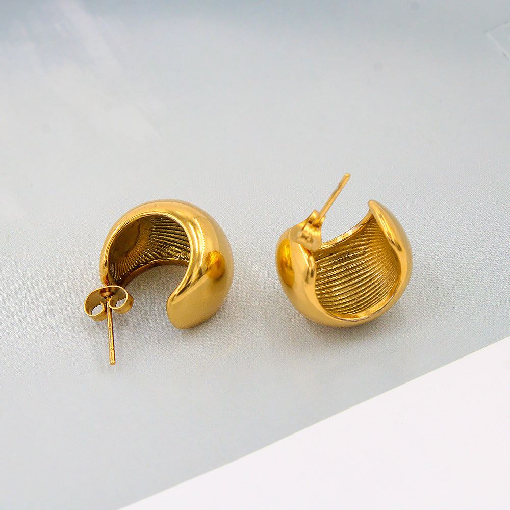 Minimalist Smooth Half Round Earring