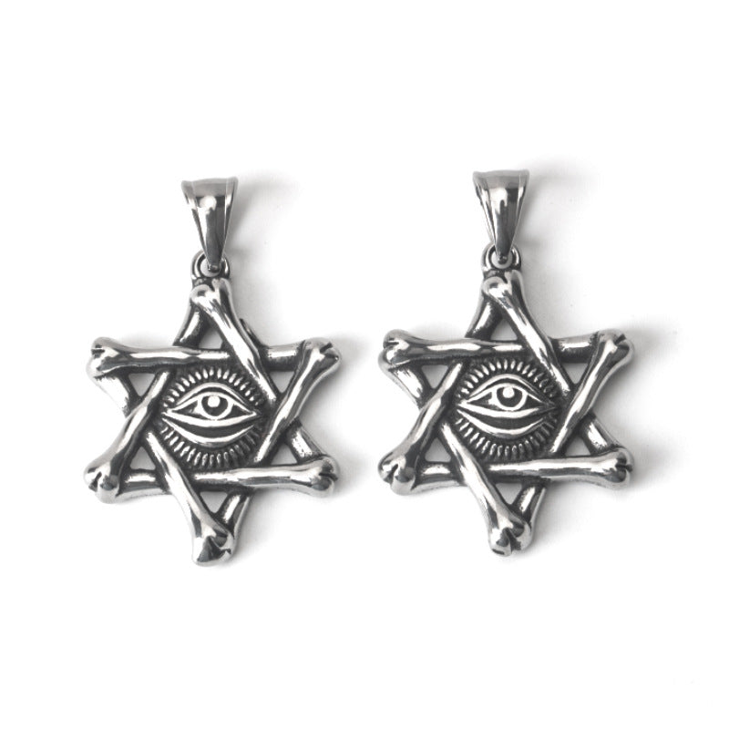 Devil's Eye Hollow Six Point Star Necklace