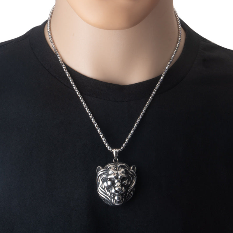 Vintage Animal Lion Head Necklace