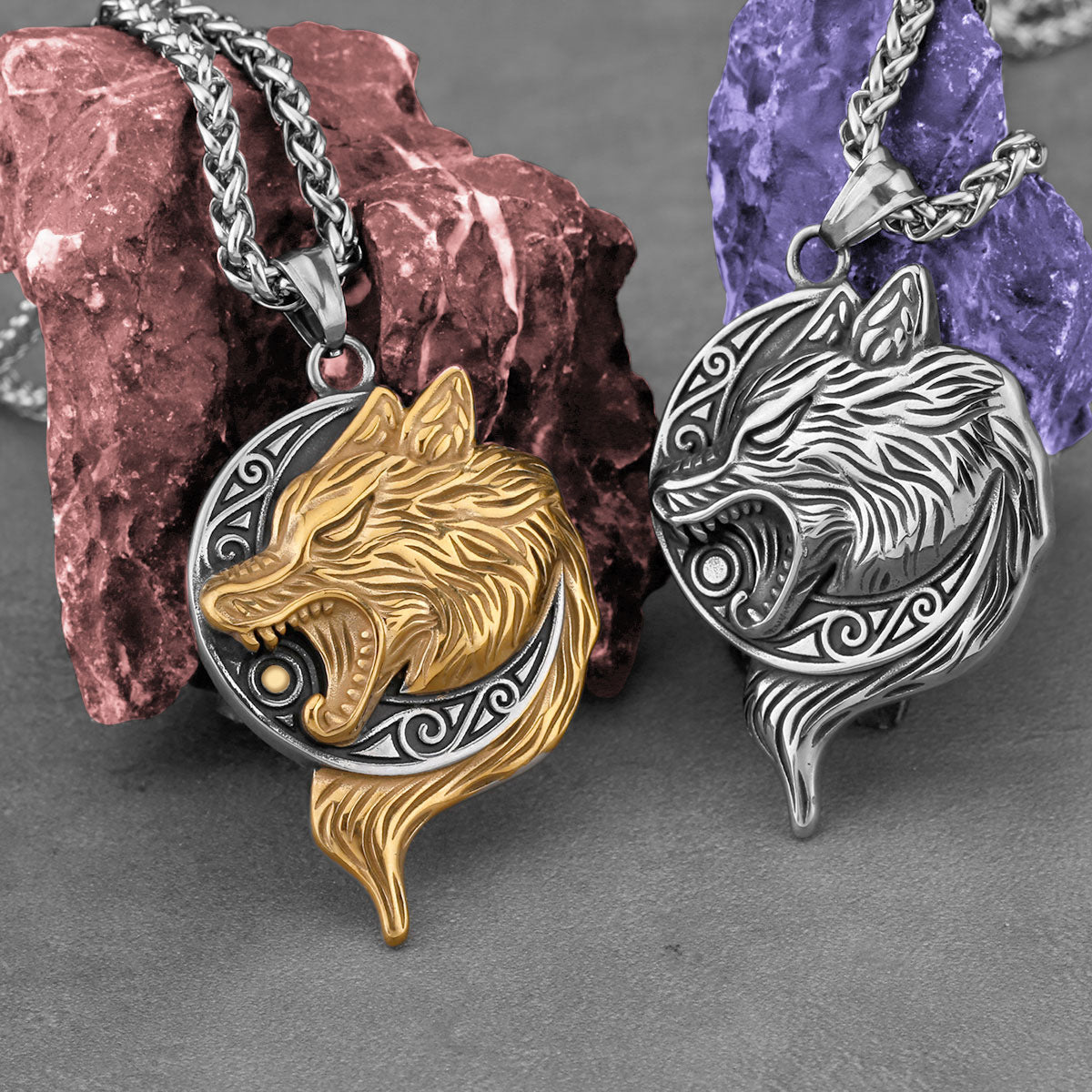 Fashion Viking wolf head Necklace